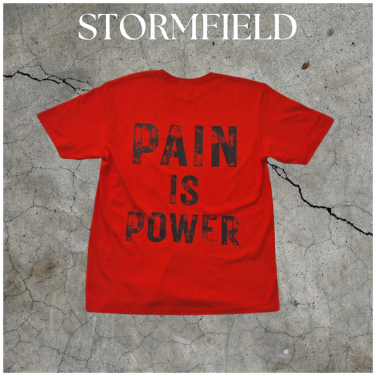 PWR LFTR TEE Pain is Power Red & Black