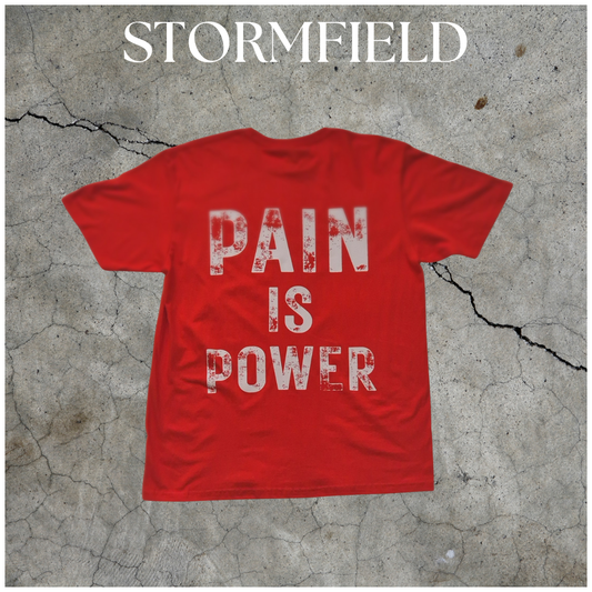 PWR LIFTR TEE Pain is Power Red & White