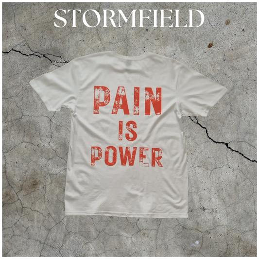 PWR LIFTR  TEE Pain is Power White & Red