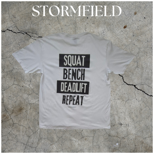 PWR LFTR TEE Squat Bench Deadlift White & Black