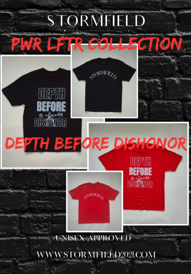 PWR LFTR TEE Depth Before Dishonor Red & White